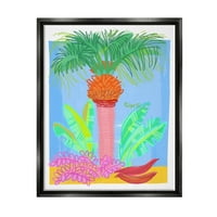 Tuphell Industries Тропска палма ботаничка летна плажа ден графички уметност џет црно лебдечки платно печатење wallидна уметност,
