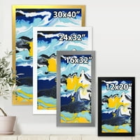 DesignArt 'Апстрактна мермерна композиција во сина и жолта II' модерен врамен уметнички принт