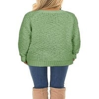 Влезен врат жени солиден плетен џемпер пуловер со џеб