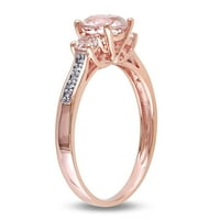 Miabella Women's'sims 1- Carat T.G.W. Морганит создаде бел сафир и дијамантски акцент 10kt розово злато 3-камен прстен за ангажман