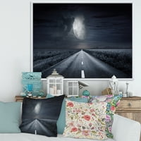 Дизајнрт „Облачна полна месечина над асфалтскиот пат III 'Наутички и крајбрежен врамен платно wallиден уметност печатење