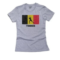 Белгија олимписки-Тенис-Знаме-Силуета Женска Памучна Сива Маица