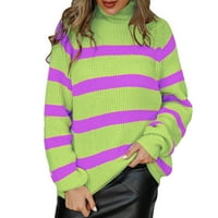 Пимфилм Женски Пуловер Џемпери Џемпери Со Долг Пуловер Плус Големина Зелена XL