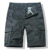 Panенски панталони Обични летни модни модни машки џебни патенти копчиња цврсти лежерни временски услови кратки панталони зелени