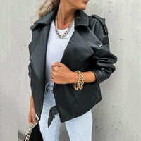 Kali_store јакни за жени женски долги ракави со качулка поларна поларна јакна црна, м