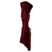 Shенски костуми Shiusina Costumes, кои се качуваат со качулка, гроздобер пулвер, висока ниска завој со долг фустан, наметка
