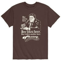 На здравје - Момчето се среќава со пиво - Машка графичка маица за кратки ракави