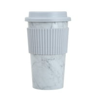 Главни бели мермер 18oz пластична чаша за патувања со капак и ракав
