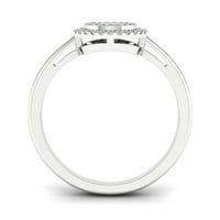 1 6CT TDW Diamond 10K бело злато кластерски хало прстен