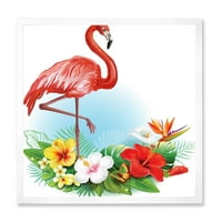 ДИЗАЈНАРТ „Аранжман со традиционалното уметничко печатење на фламинго и тропски цвеќиња“