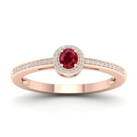 Империјален скапоцен камен 10К розово злато овално исечено рубин 1 10ct TW Diamond Halo Ringенски прстен