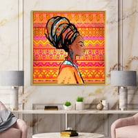 Дизајн -портрет на жена од Афроамериканка со турбан I модерна врамена платно wallидна уметност печатење