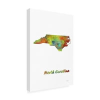 МАРЛЕН Вотсон 'Државна мапа на Северна Каролина Мапа 1' платно уметност