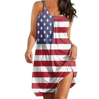 Ден на независноста На Жените Плус Големина Мода Американски 4 јули Елегантен Сарафан Без Ракави Со Врат Чипка Боемски Фустан