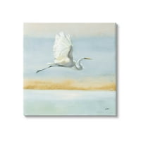 Tuphell Industries Egret Bird Flying Ocean Breeze Gallery Gallery Wrapped Canvas Print Wall Art, Design of Julia Purinton
