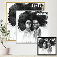 Дизајнрт „Портрет на афро -американска жена xi“ модерна врамена платно wallидна уметност печатење
