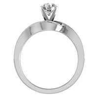 Испреплетена прстен за ангажман на дијаманти солитер јамка 14к бело злато 1. КТ