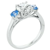 Jayеј срцето дизајнира стерлинг сребрена бела и фенси сина симулиран бел дијамант три камен прстен