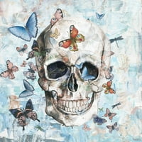 Parvez Taj Облачен среќен череп за пеперутки Сликарство на печатење на завиткано платно