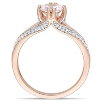 Miabella Women's'sims 1- Carat T.G.W. Овално-скратено Морганит и Карат Т.В. Тркалезен дијамант 14kt розово злато поделено прстен