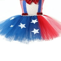 Детски девојки 4 -ти јули фустан Америка, Америка без ракав без ракав, без грб фустан за независност на Денот на независност