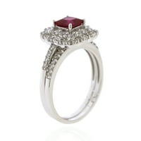 Jayеј срце дизајнира стерлинг сребро создаден рубин и создаде бел сафир прстен