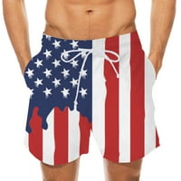 Менс панталони за одобрение за мажите Ден на независност шарени знаме печати шорцеви за еластична половината на плажа панталони