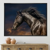 DesignArt 'Затвори на Thoroughbred Nonius Stallion Horse III' Farmhouse Rramed Canvas Wall Art Print